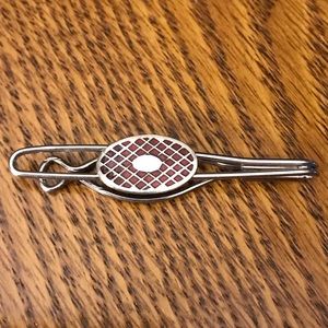 Red Enamel Silver Tone Vintage Tie Slide